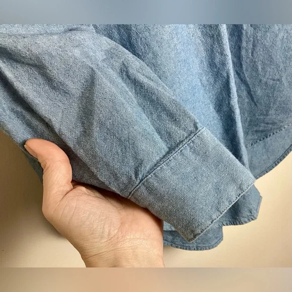 Vtg Whitney Lang Chambray Shirt Size 8 Corduroy Contrast Trim Relaxed Country - Picture 6 of 9